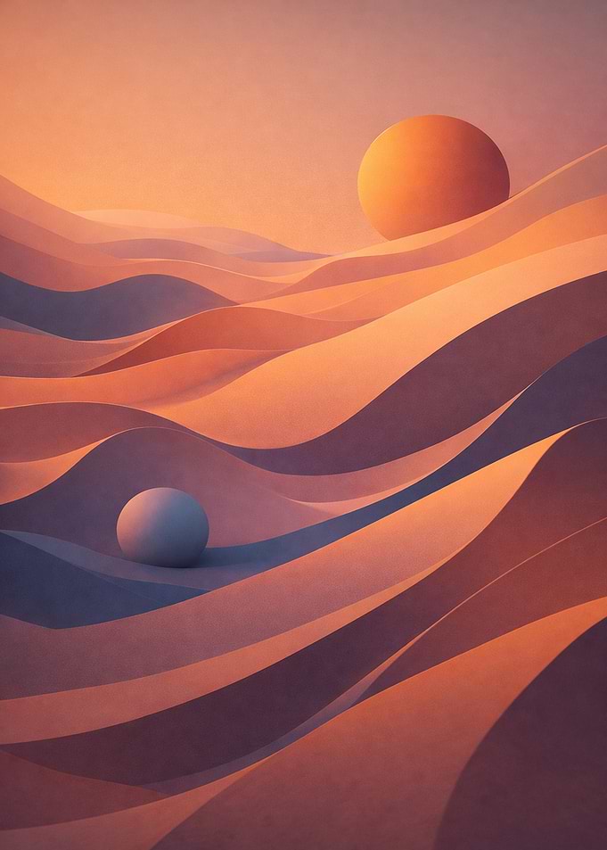 Surreal Desert Landscape with Spheres