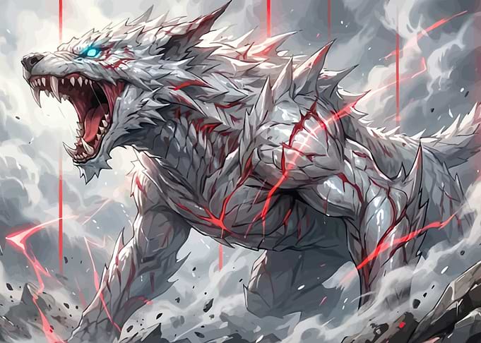 Fierce White Wolf Creature