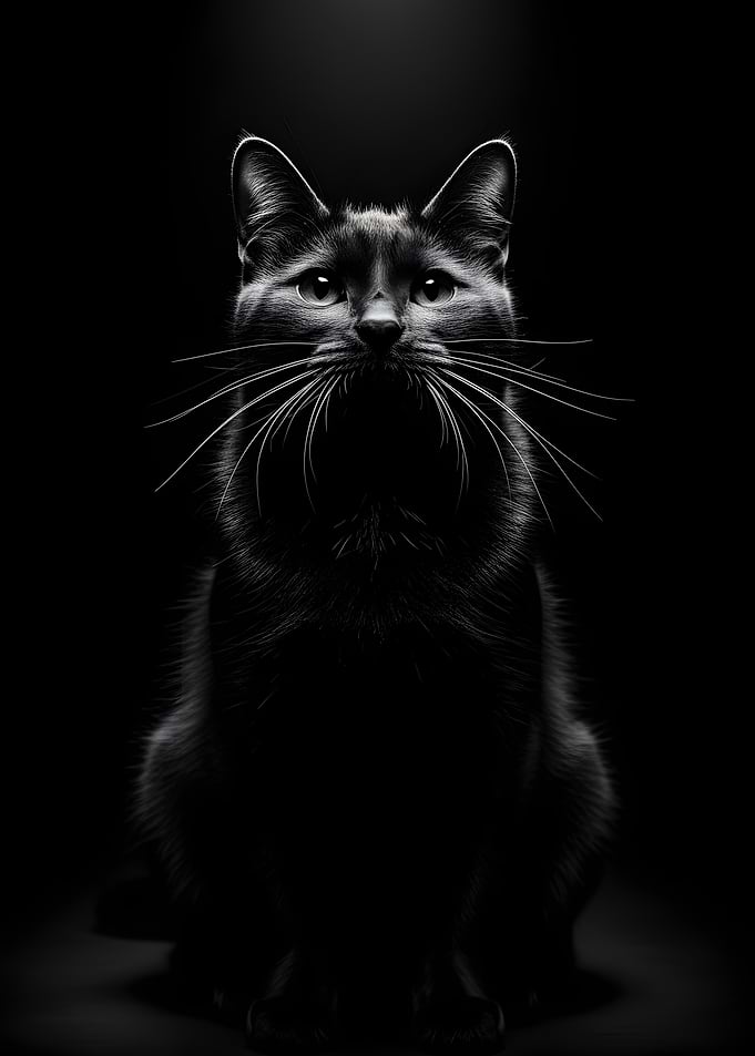 Black Cat in Dramatic Lighting