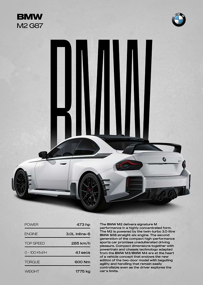 BMW M2 G87 Car Poster