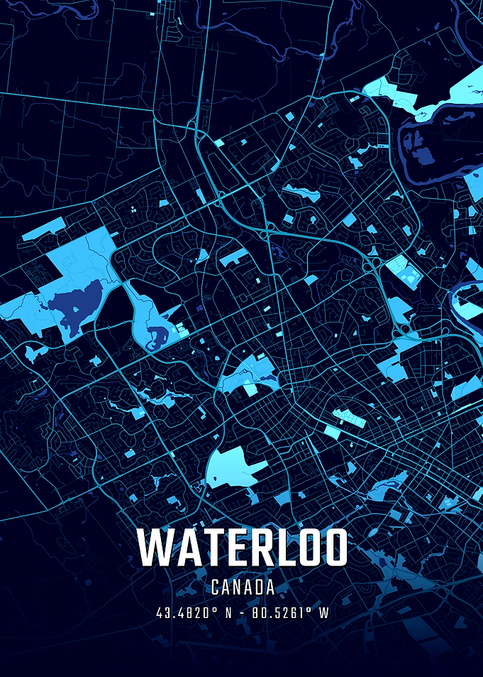 Waterloo Canada Midnight City Map