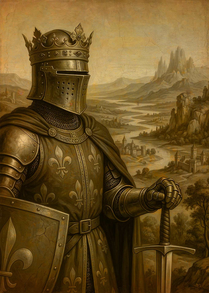 Knight King with Fleur-de-lis Armor