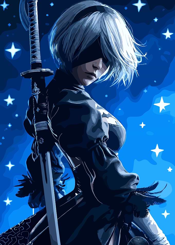 2B with Sword and Stars