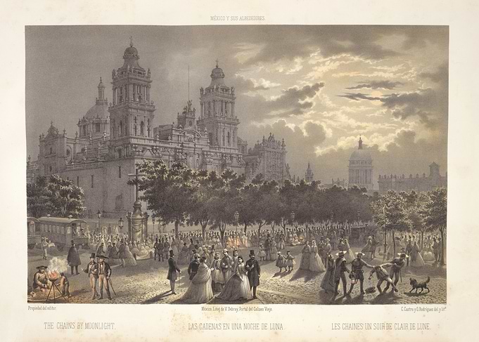 Moonlit Mexican City Scene