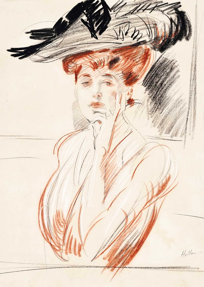 Woman in a large hat