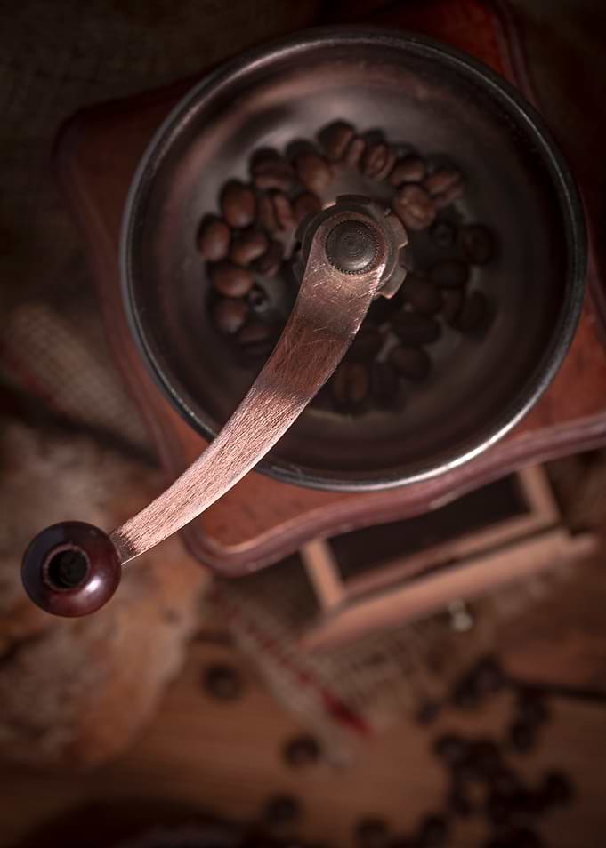 Vintage Coffee Grinder with Beans