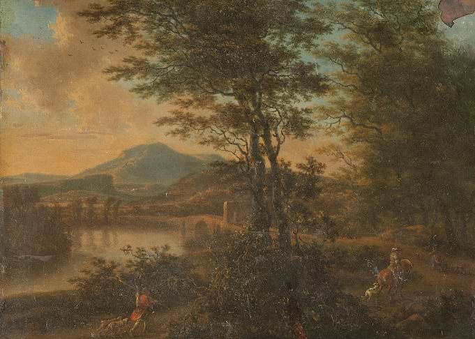 Pastoral Landscape with Hunters