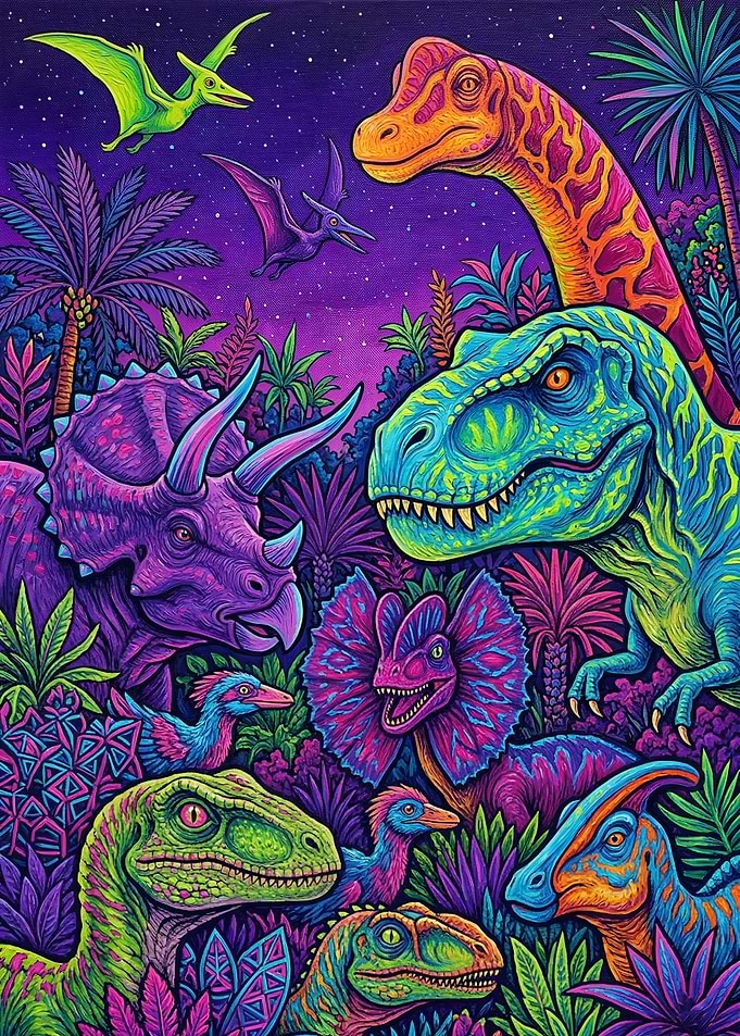 Vibrant Dinosaur Jungle Scene