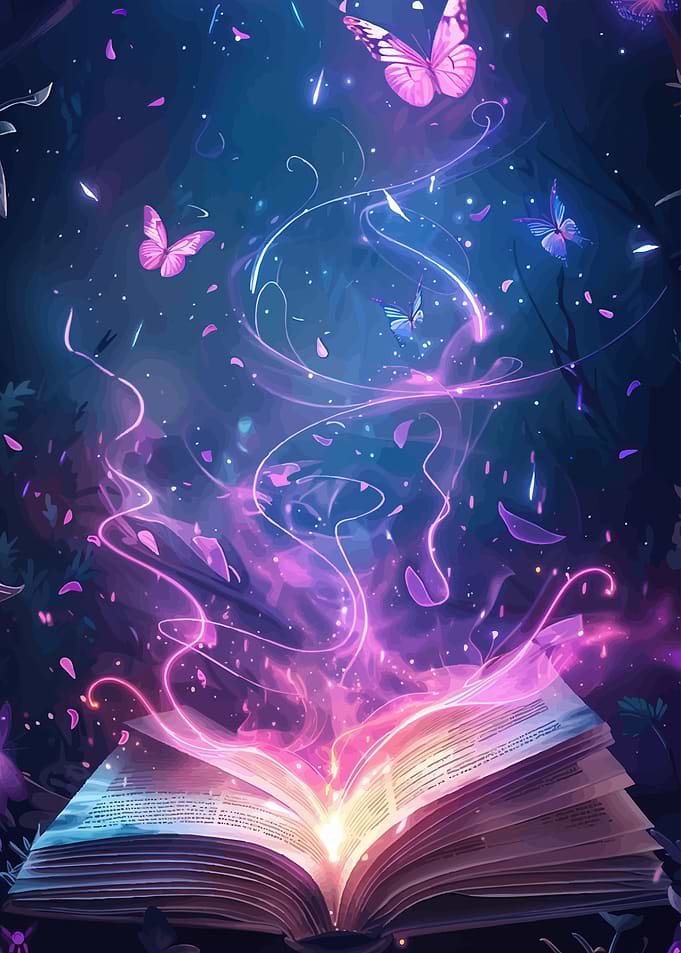 Magical Open Book with Butterflies