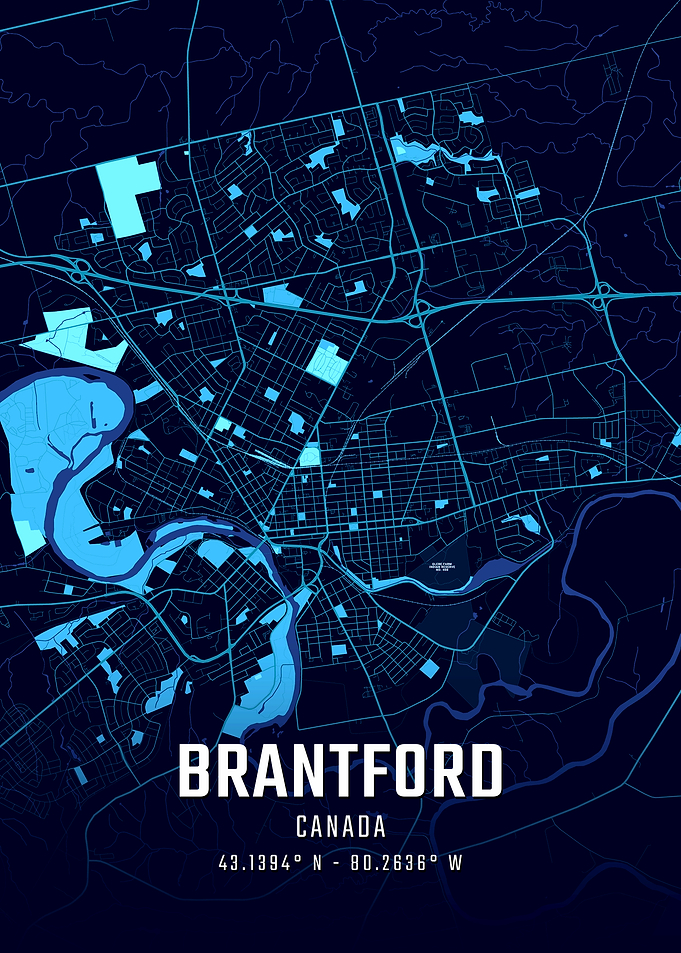 Brantford Canada Midnight City Map