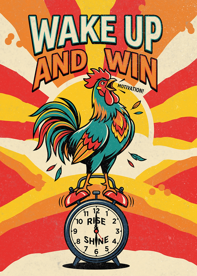 Rooster Alarm Clock Motivational Poster