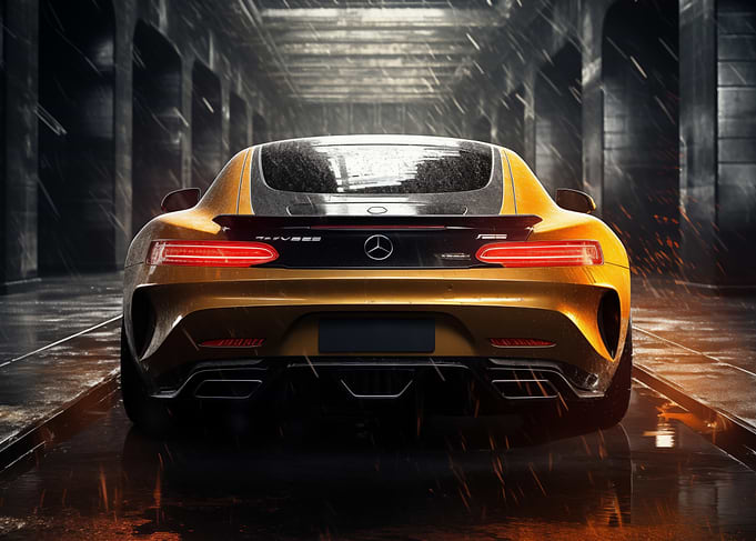 Golden Mercedes AMG GT