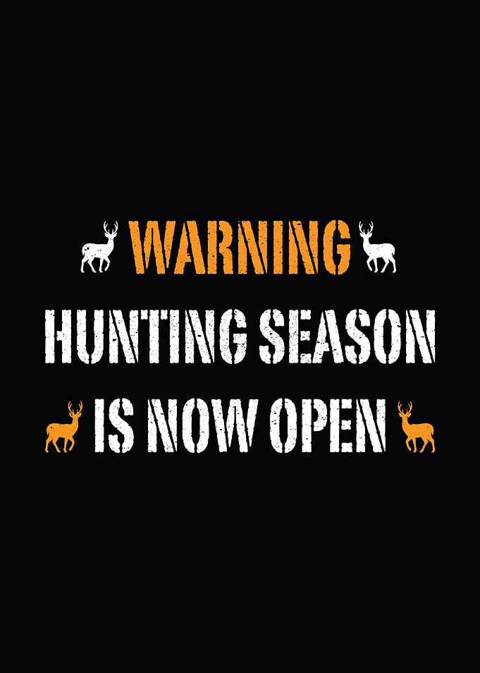 Rustic cabin wall art - 'Warning: Hunting Season Is Now Open' man cave and outdoors wall decor