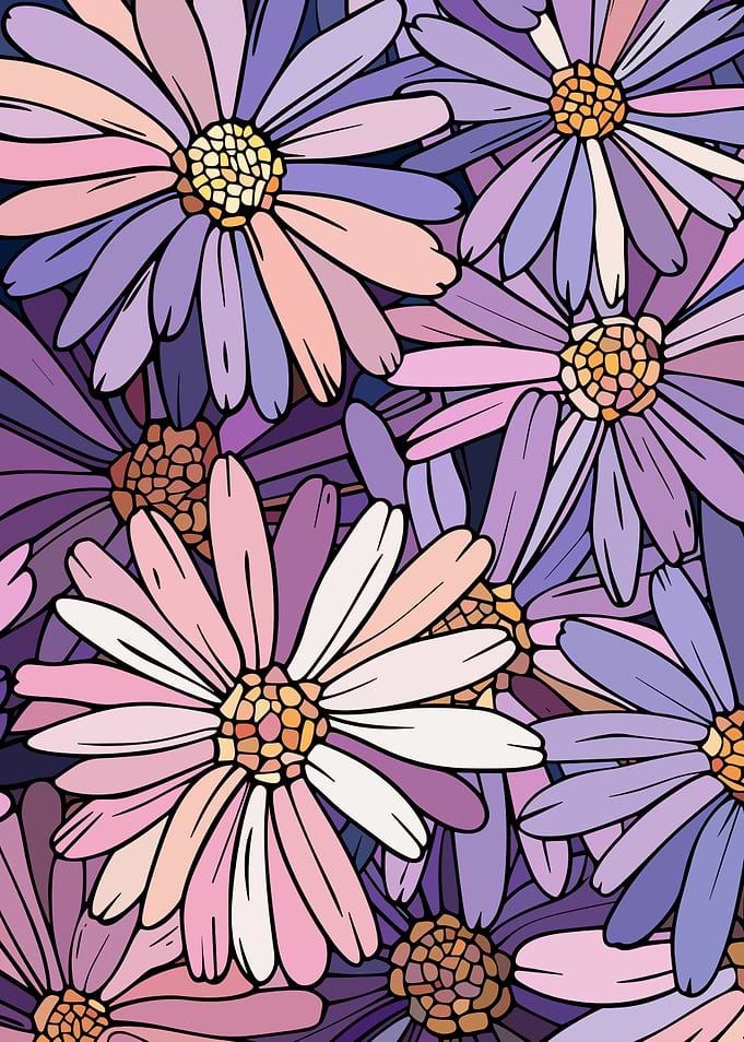 Purple and Pink Daisy Pattern