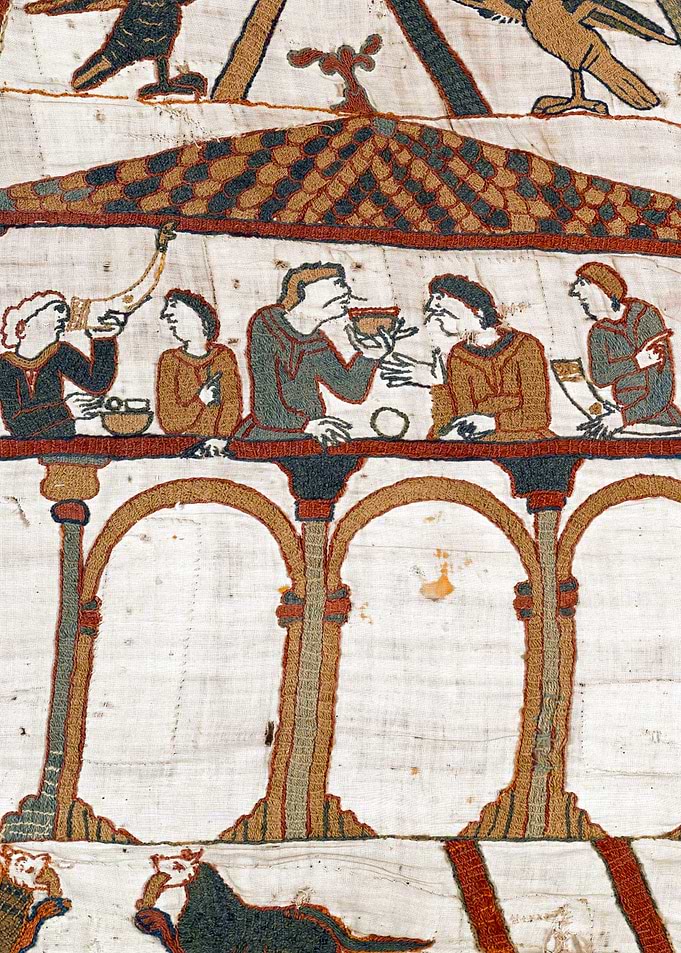 Harold and his Companions Drinking Bayeux Tapestry Scene 3