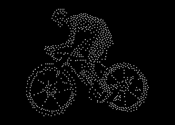 Cyclist made of dots