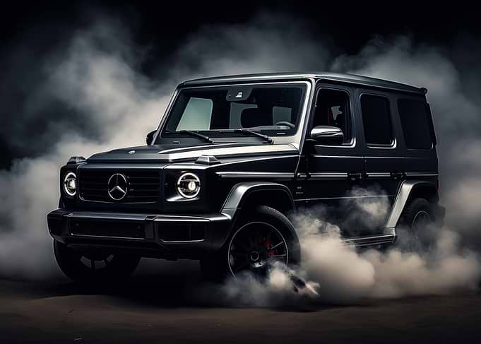 Mercedes Drifting in Smoke