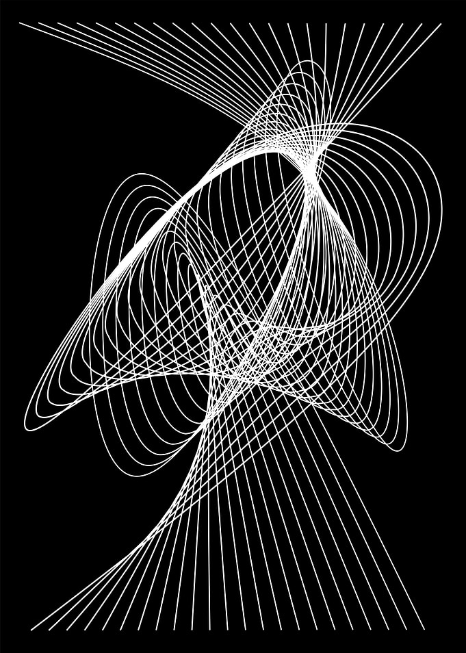 Abstract White Lines on Black Background