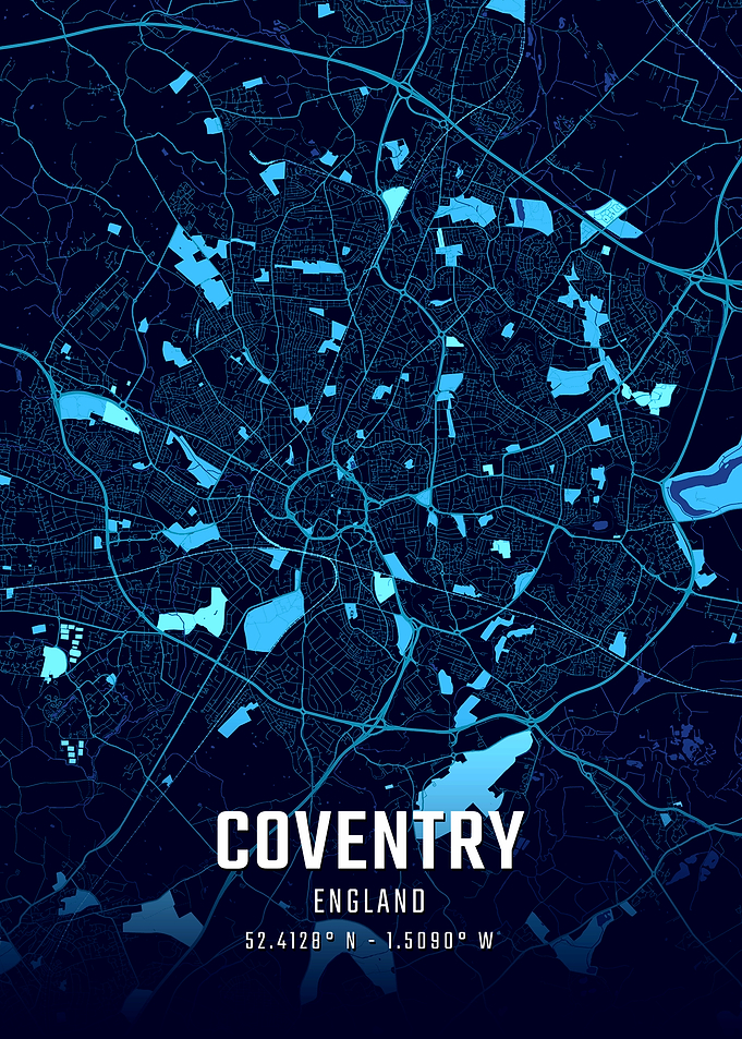 Coventry England Midnight City Map