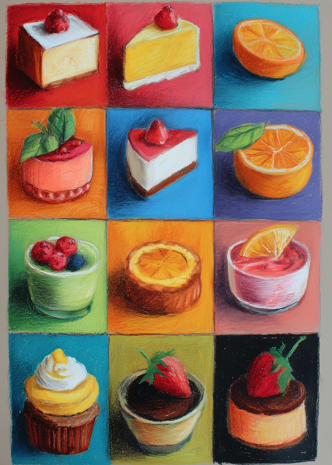 Colorful Desserts and Fruit Slices