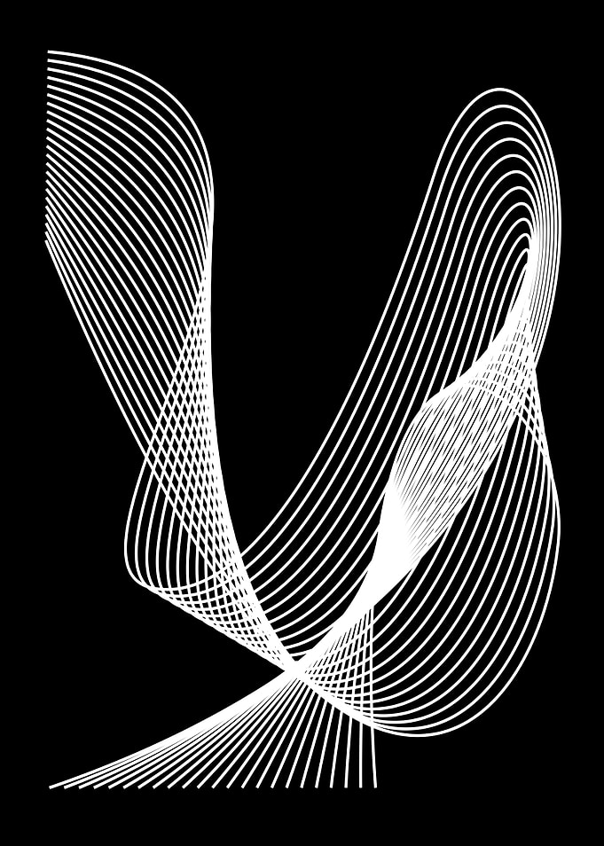 Abstract White Lines on Black Background