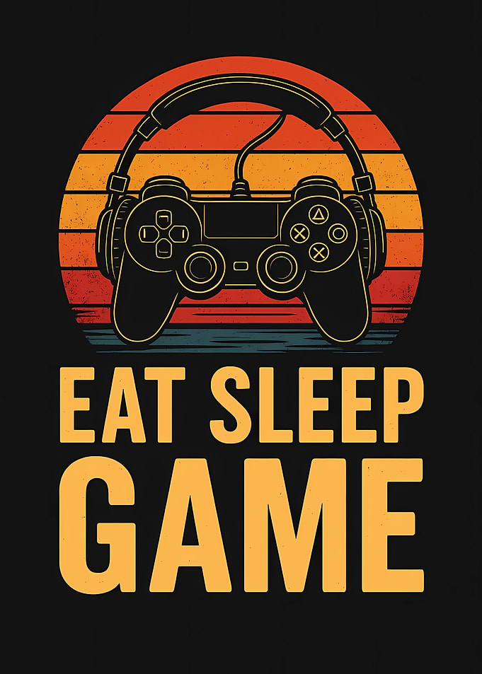 Eat Sleep Game Controller Retro Sunset