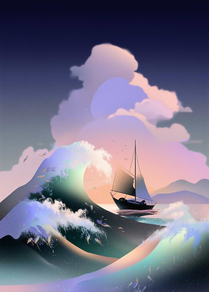 Sailboat on a stormy sea