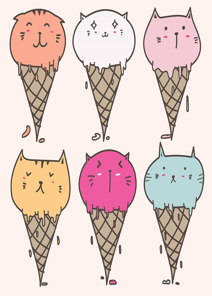Cute Cat Ice Cream Cones