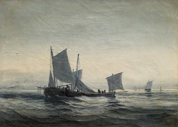 Sailing Boats on a Misty Sea