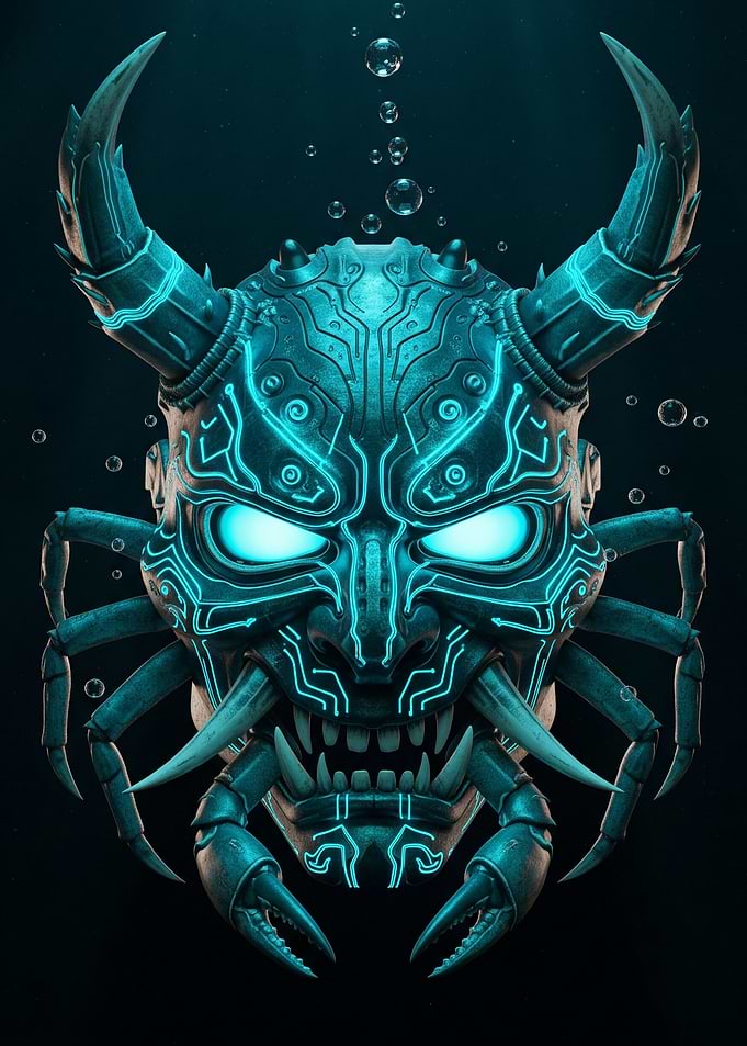 Cyberpunk Oni Crab Mask