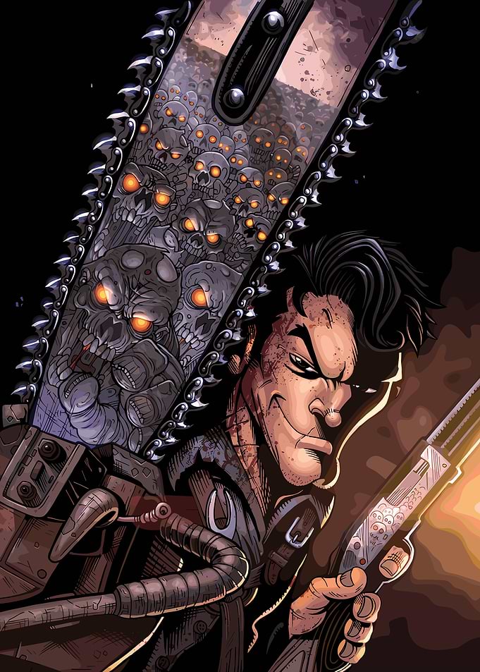 Ash Williams with Chainsaw and Shotgun