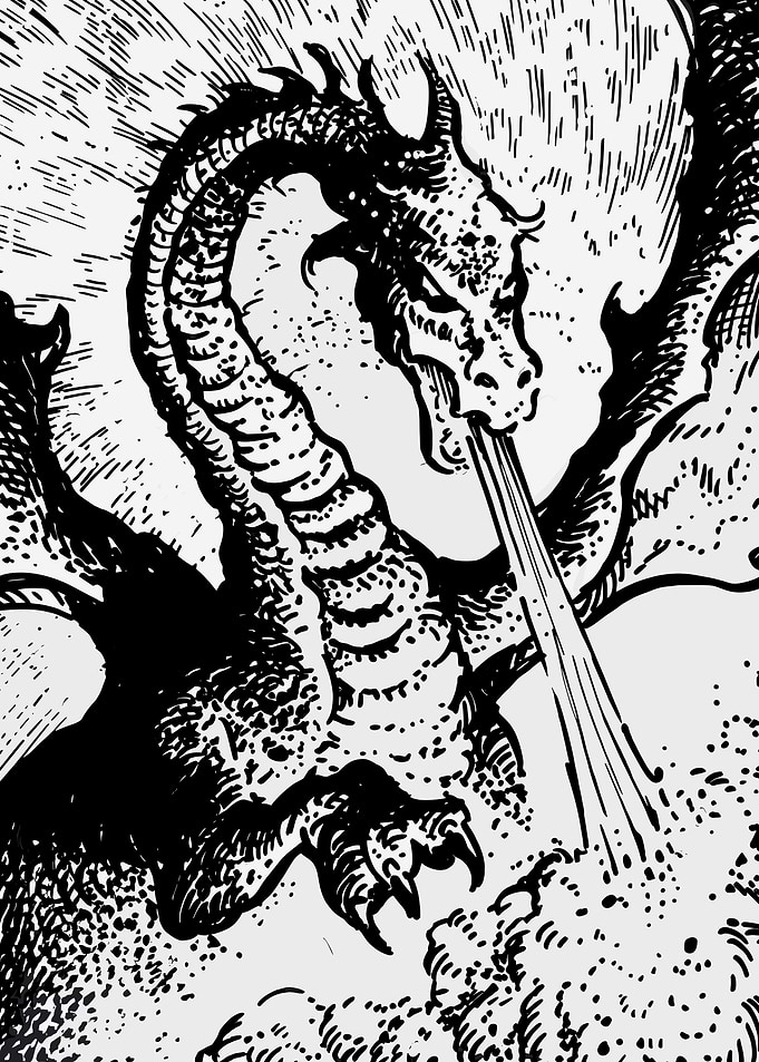 Dragon breathing fire