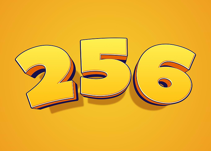 Vibrant 3D Number 256 - Bold Yellow Pop Art Typography