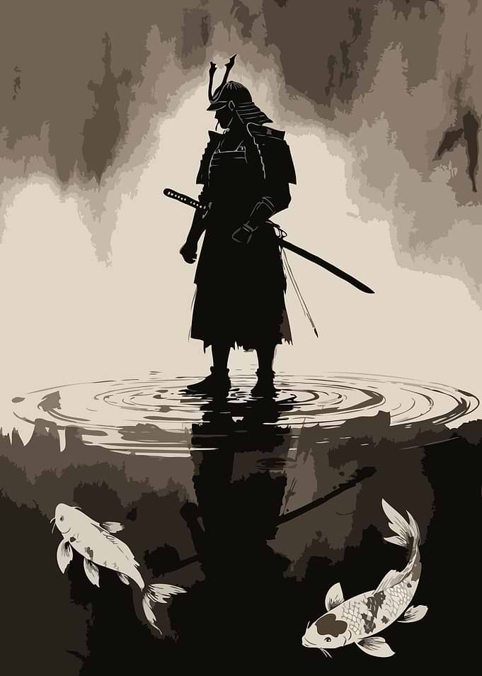 Samurai Warrior and Koi Fish