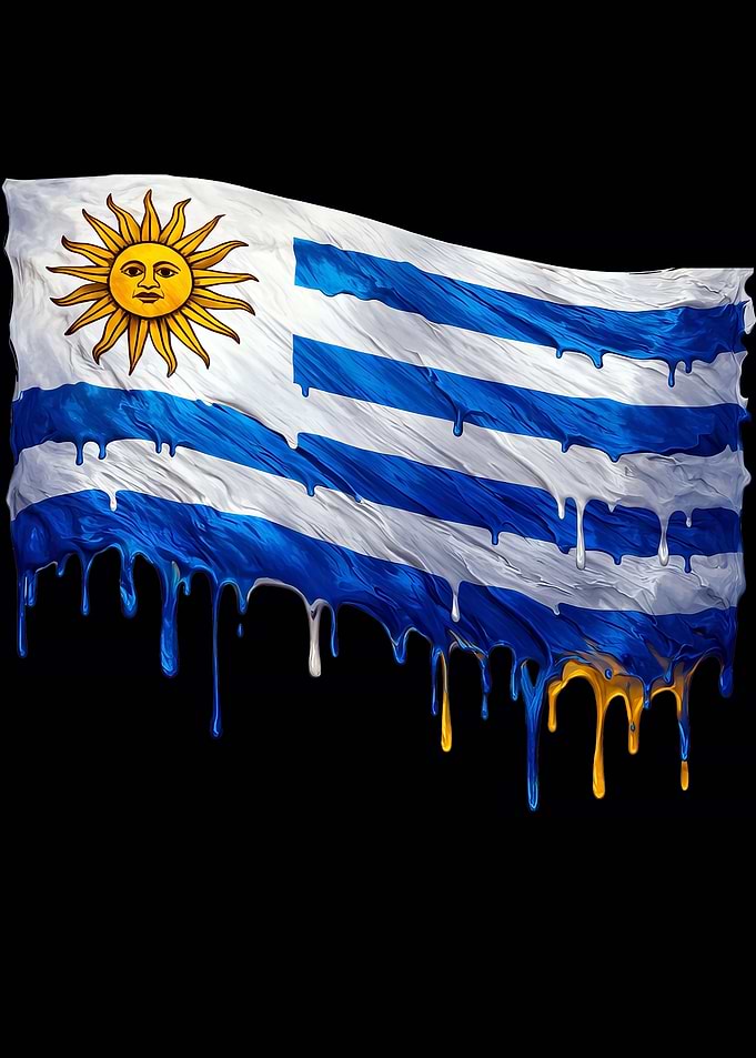 Uruguay Flag Colorful Dripping