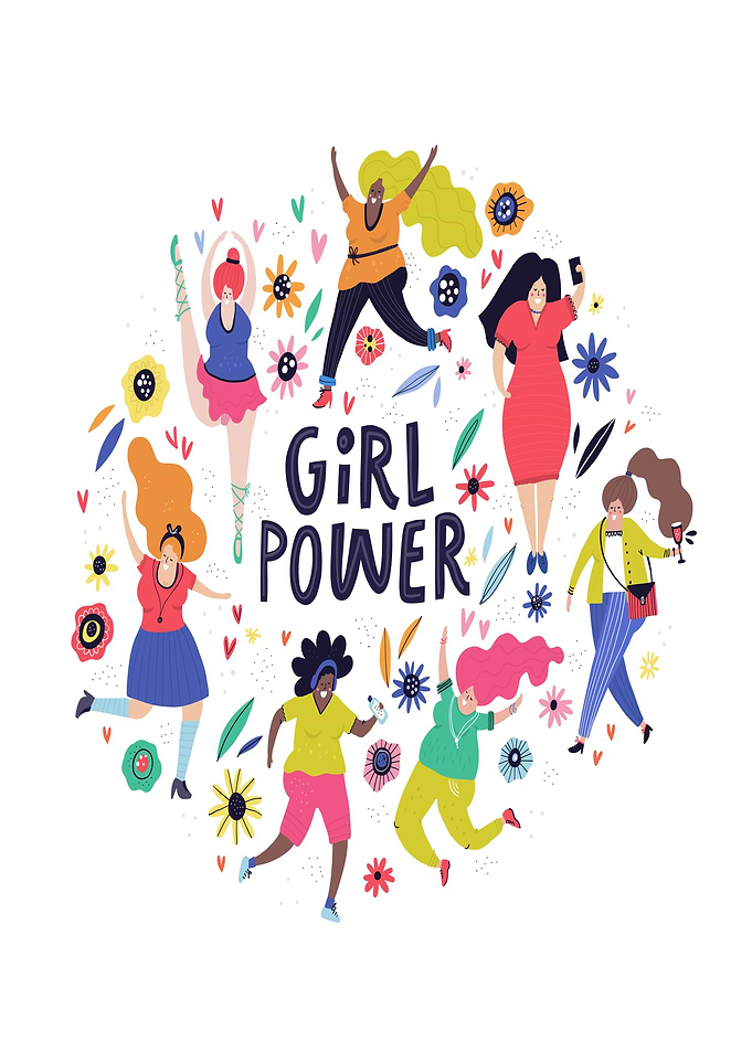 Girl Power illustration with diverse women