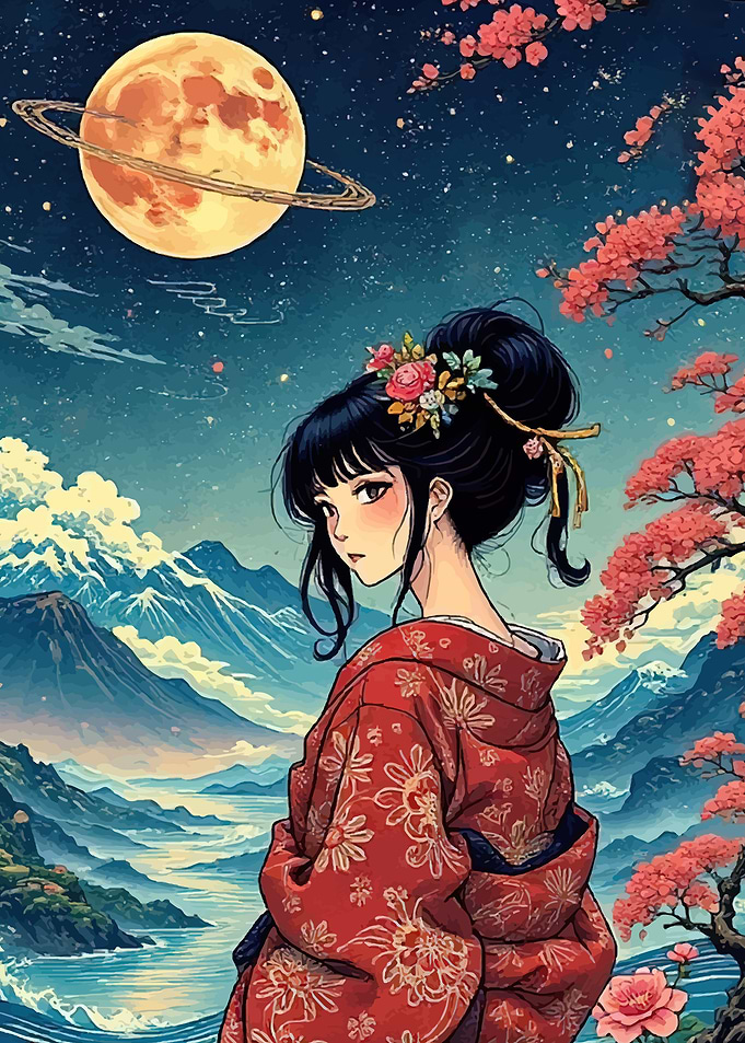 Misty Mount Fuji Landscape Kimono