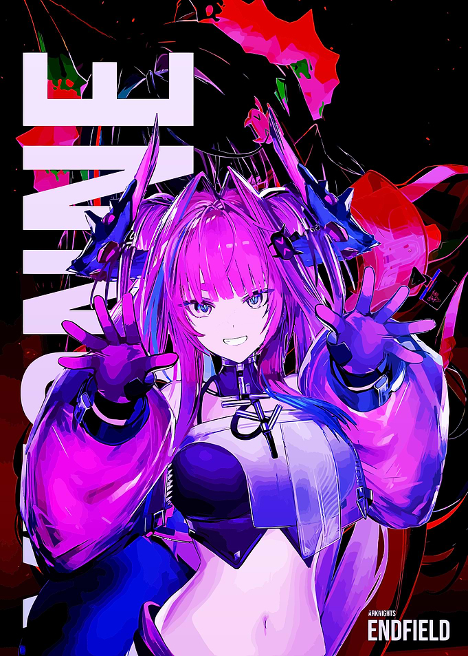 Anime Girl with Pink Hair and Dragon Horns