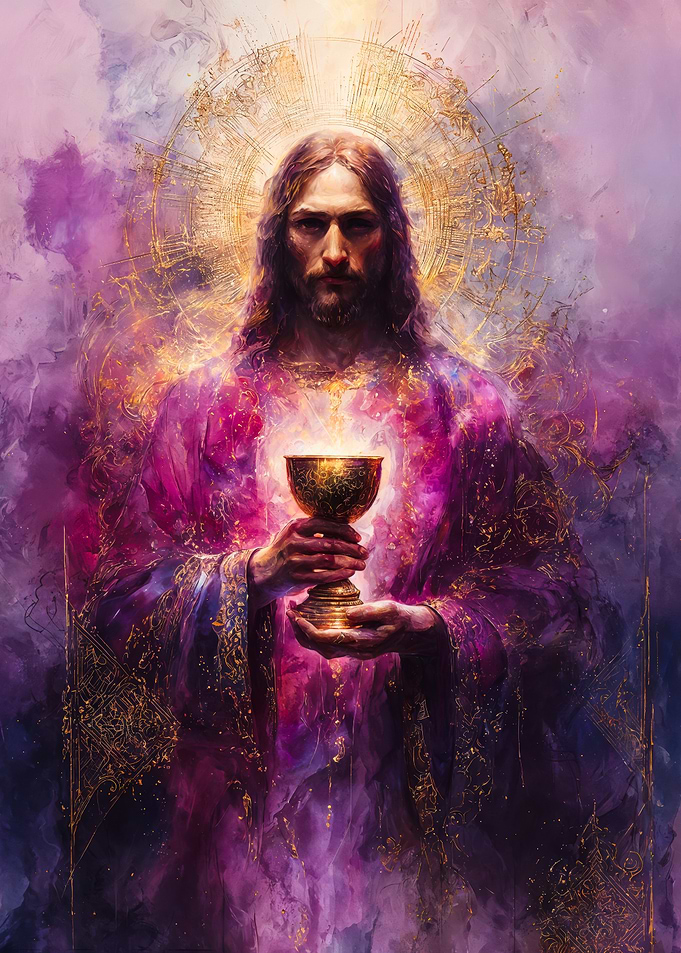 Jesus Christ Holding Golden Chalice