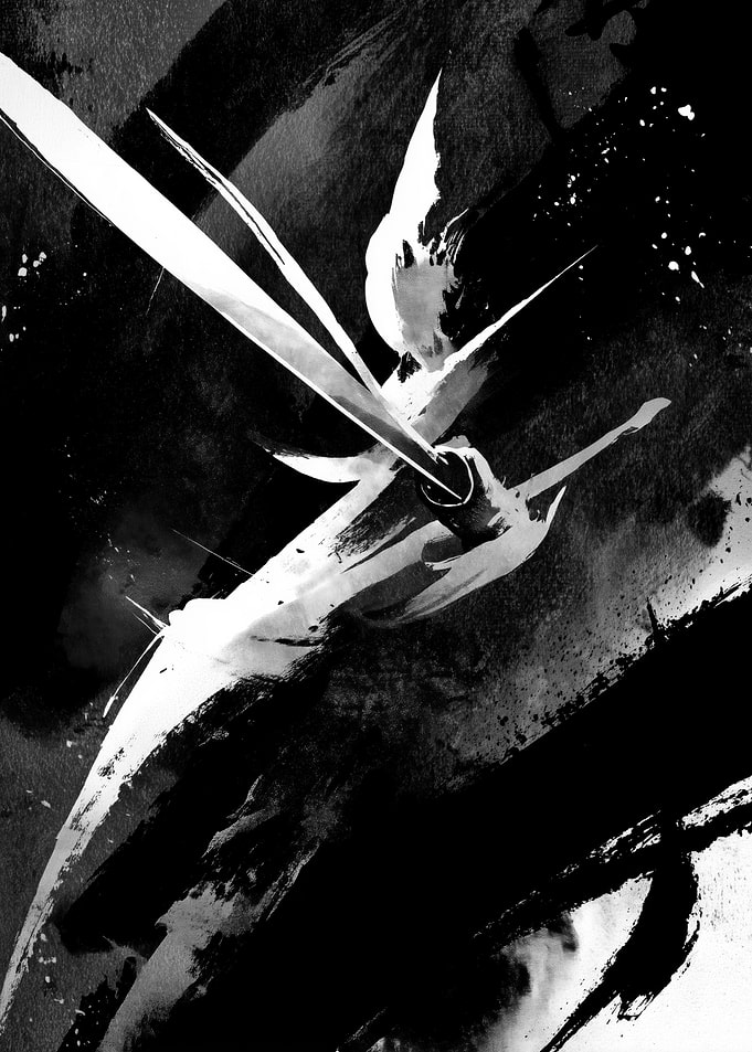 Dynamic Sword Slash Abstract Art