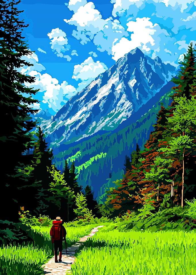 Hiker on a mountain trail