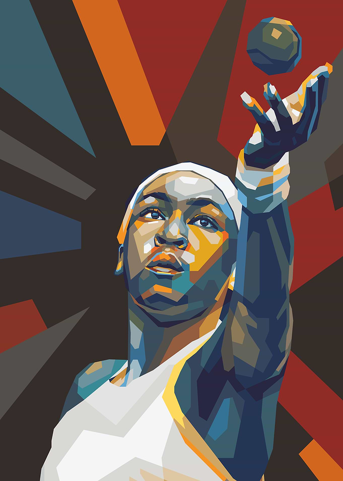 Portrait Coco Gauff in colorful style