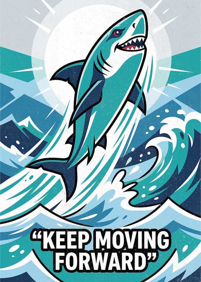 Shark Jumping Out of Waves