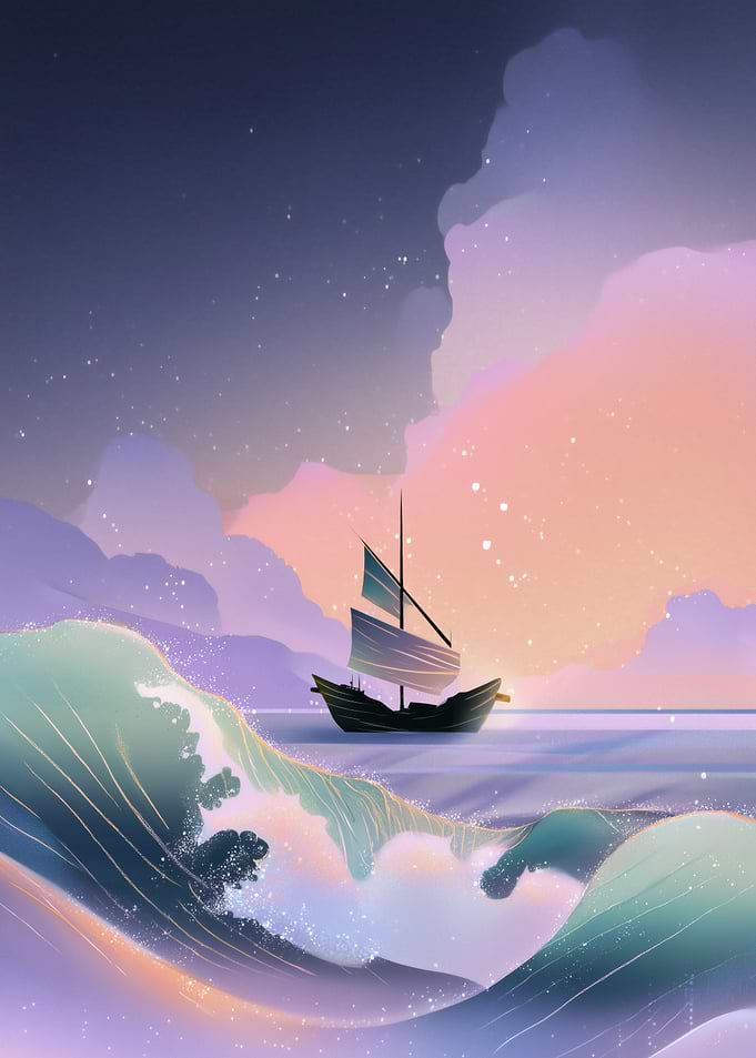Sailboat on a Starry Ocean