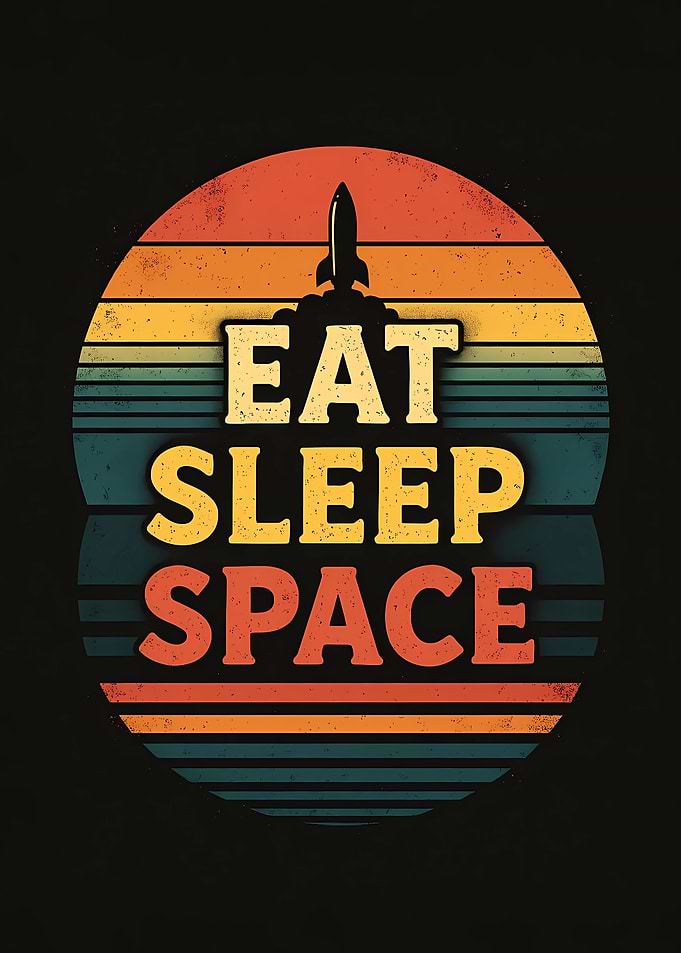 Eat Sleep Space Retro Rocket