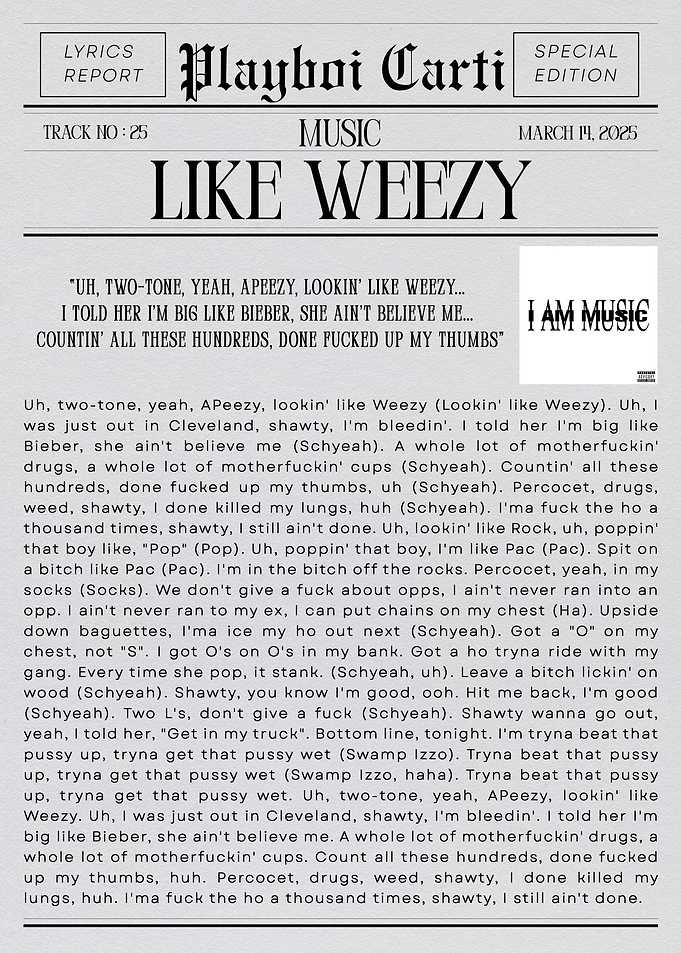 Playboi Carti 'Like Weezy'