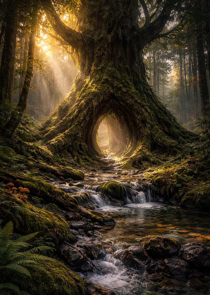 Forest Entrance with Stream