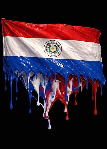 Paraguay Flag Colorful Dripping