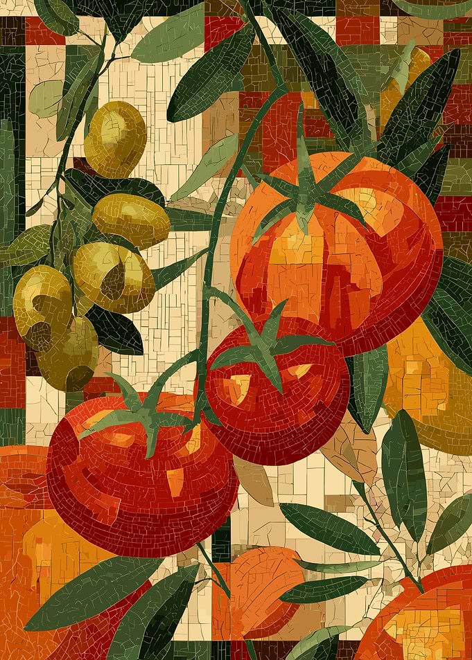 Mosaic of Tomatoes and Olives