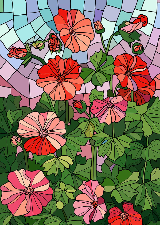 Stained Glass Floral Art
